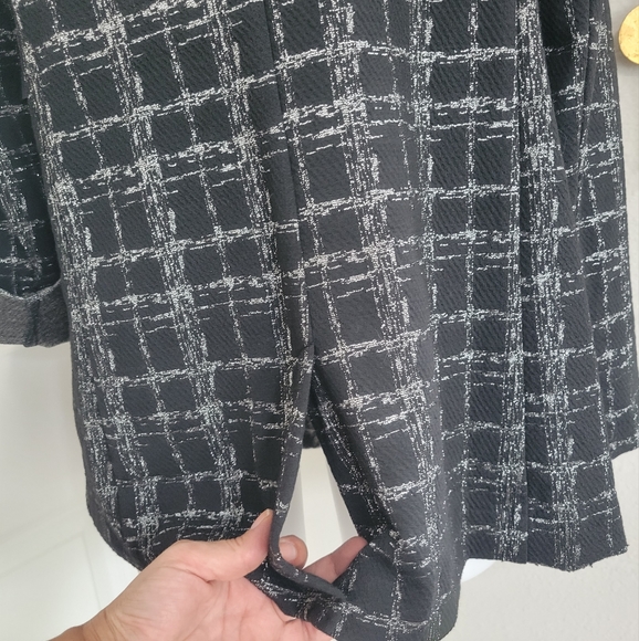 APT. 9 Ponte Stretch Knit Jacket Shine Plaid L NWT Black & Silver - Picture 7 of 16